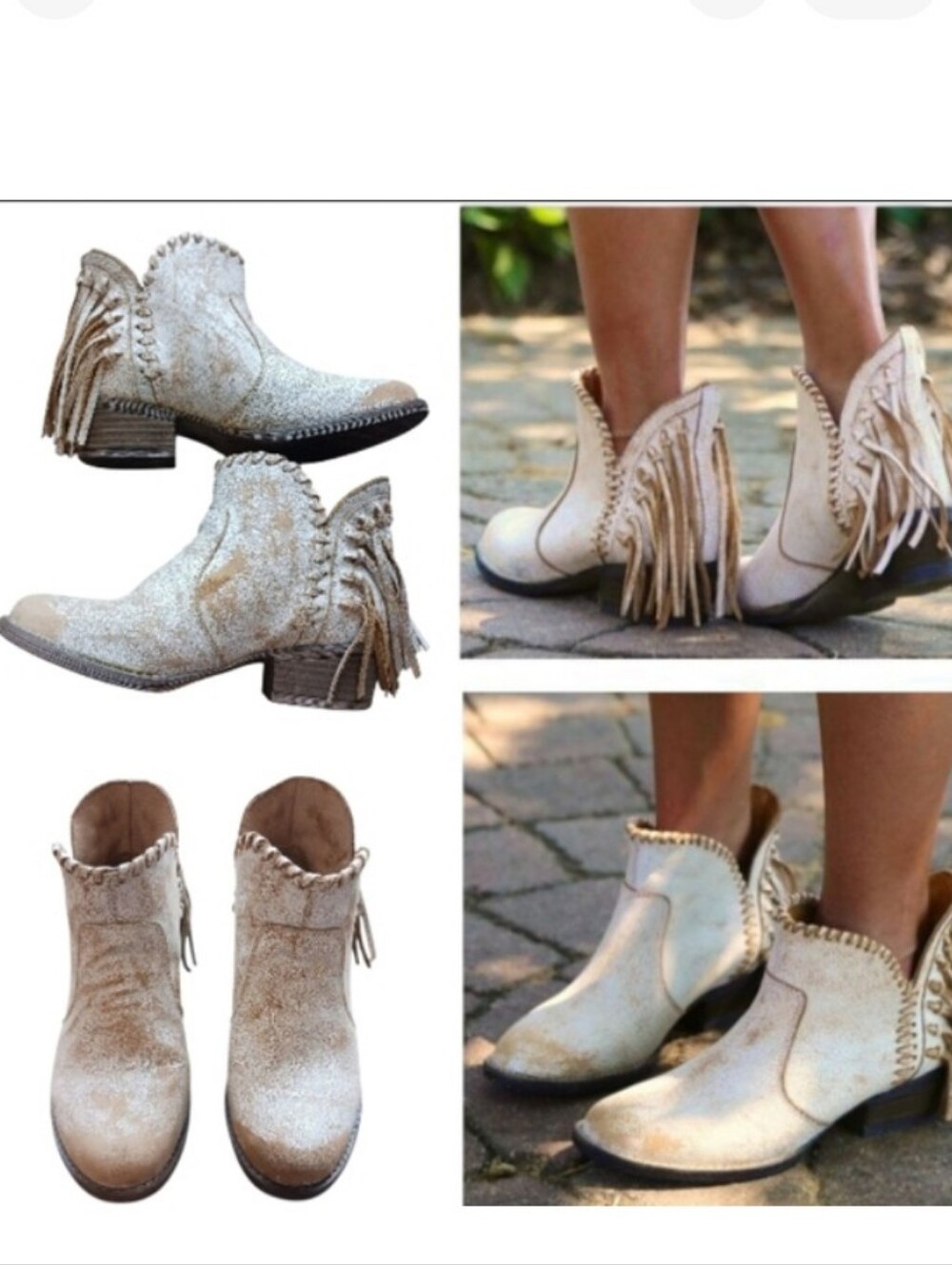 Circle G Corral Fringe Western Shortie Bootie Distressed Leather